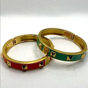 Vintage Enamel Spiked Bangle Set